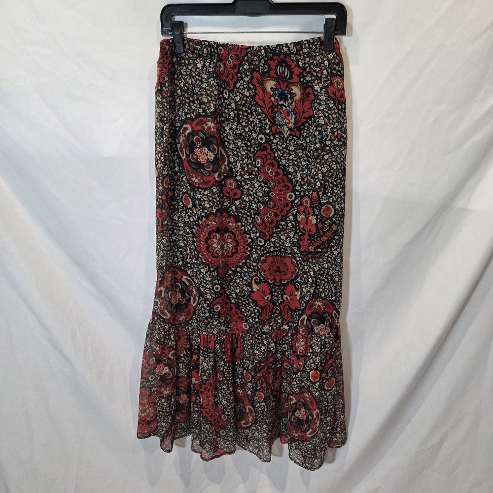 Rue 21 Boho Floral Women's Maxi Skirt Womans Size S Lined Sheer